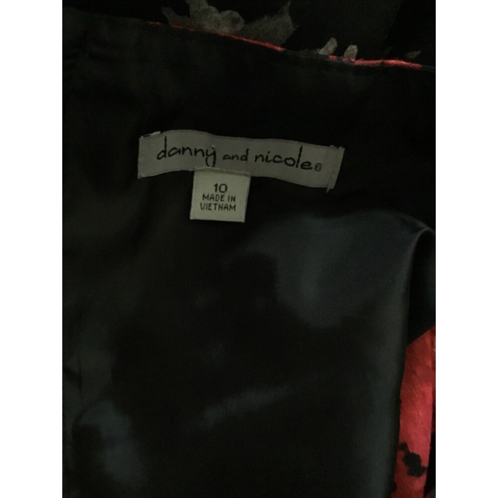 DANNY AND NICOLE Dress Womens Black Red Floral Sleeveless Short Mini A-Line Zip - Picture 9 of 11